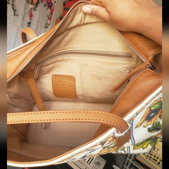 Brighton tote shoulder purse floral leather+coated canvas bella lucca - Picture 5 of 9